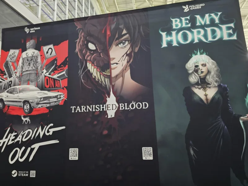 Advertisements for video games at the convention