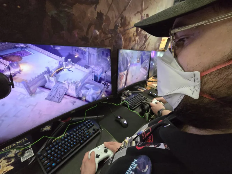 Close up of brother face playing unknown game